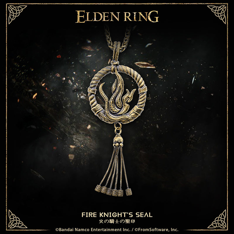 Starforged ELDEN RING Sacred Seal Fire Knight's Seal Game Merchandise Officially Authorized Sacred seal of the Fire Knights, who answer directly to Messmer the Impaler.   Enhances fire incantations of Messmer.  The emblem of Messmer's army depicts a golden ring and the fire of his sacred seal